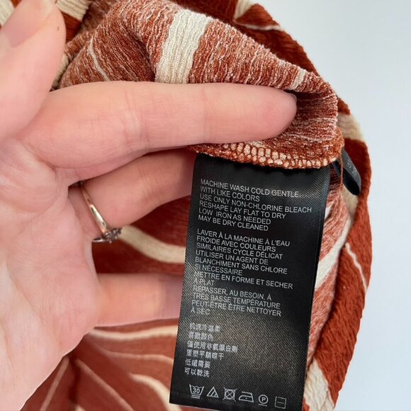 ANTHROPOLOGIE ANTHRO Elodie Off the Shoulder Top Terracotta Rust Red Stripe Boho - Picture 10 of 12